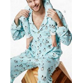 Blue Penguins on Parade Men's Stretch Long Sleeve Classic Pajamas